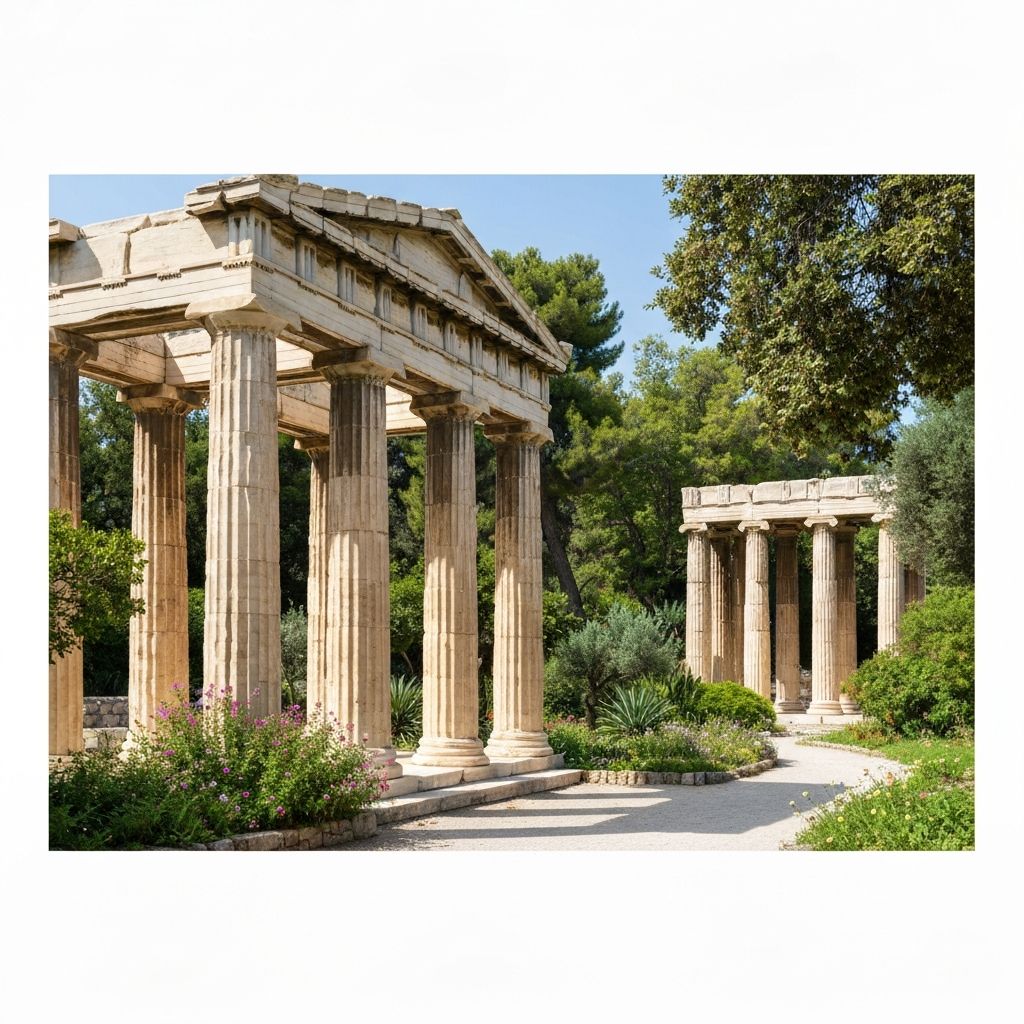 Academic setting with classical architecture